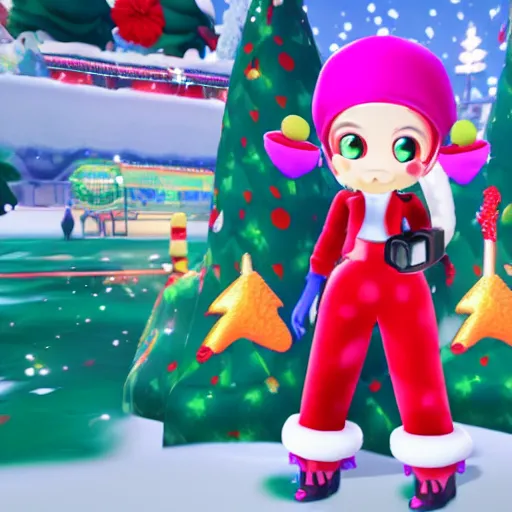 Prompt: Splatoon 3 Christmas event outfit