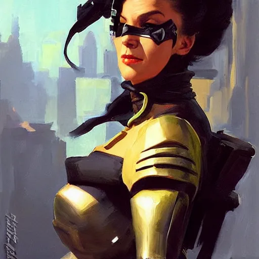 Image similar to greg manchess portrait painting of partially armored marie d'arcanto alias rogue as overwatch character, medium shot, asymmetrical, profile picture, organic painting, sunny day, matte painting, bold shapes, hard edges, street art, trending on artstation, by huang guangjian and gil elvgren and sachin teng