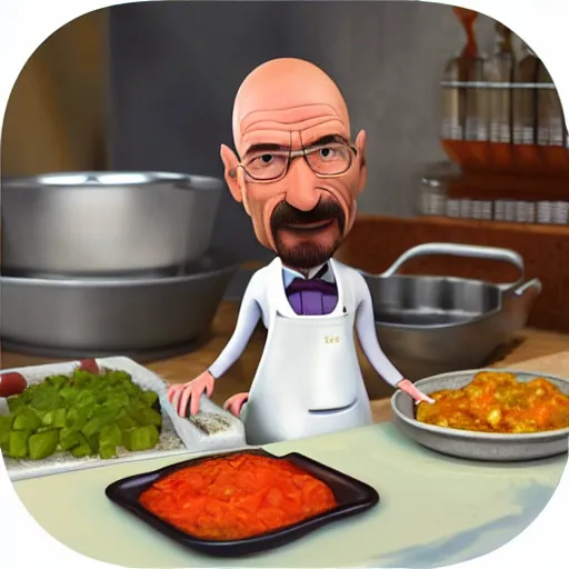 Image similar to walter white in ratatouille cooking with rat friend