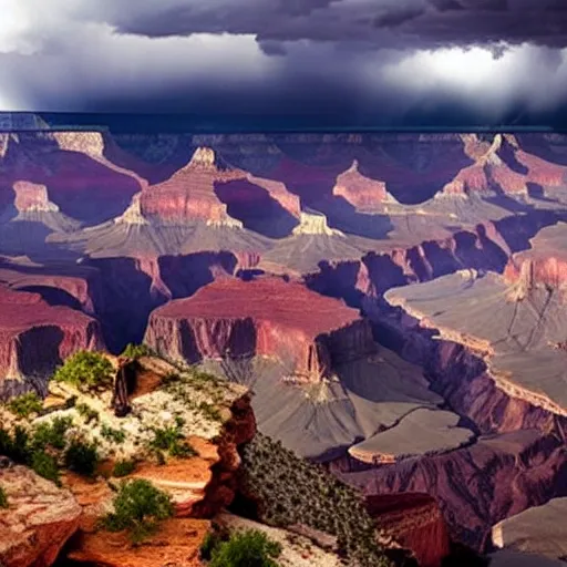 Prompt: Thunderstorm over the grand canyon, award winning, national geographic