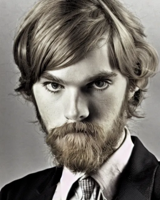 Image similar to a portrait of a 1 9 6 0 s hippie looking like pewdiepie