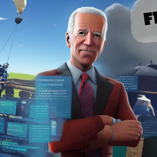 Prompt: Film still of Joe Biden, from Fortnite (2017 online video game)