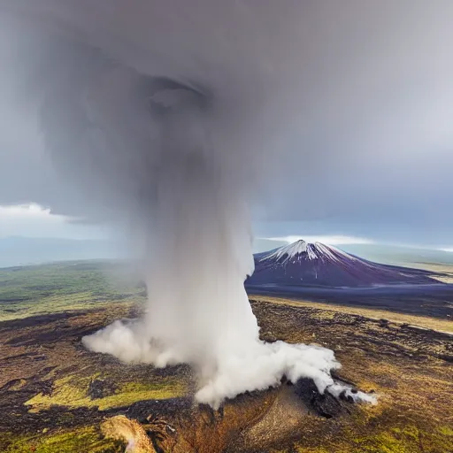 Image similar to a tornado marrying a volcano, 8 k photo