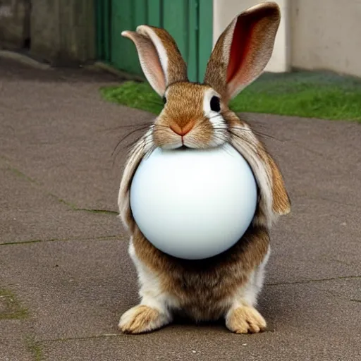 Image similar to rabbit looks like a ball, cartoon style