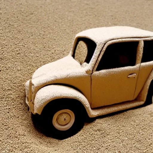 Prompt: A car made of sand photo