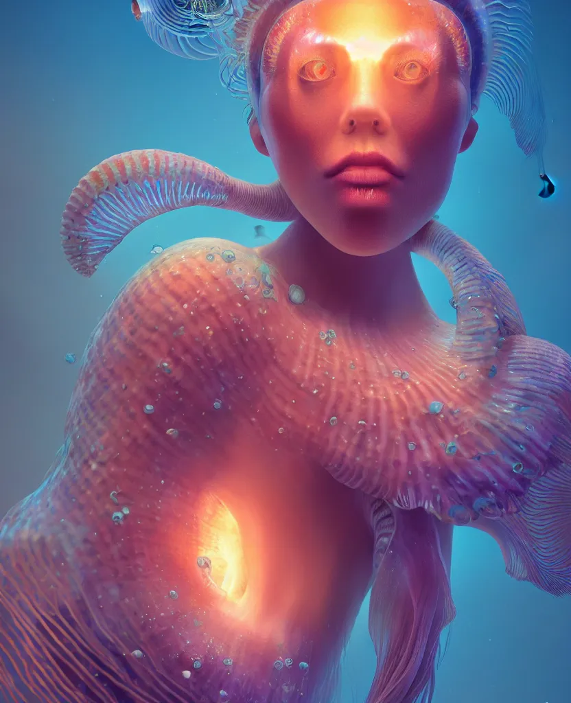 Image similar to goddess close-up portrait. jellyfish phoenix head, nautilus, orchid, skull, betta fish, bioluminiscent creatures, intricate artwork by Tooth Wu and wlop and beeple. octane render, trending on artstation, greg rutkowski very coherent symmetrical artwork. cinematic, hyper realism, high detail, octane render, 8k