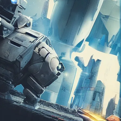 Prompt: a 3 d rendered movie still a giant robot ( ( kitten ) ) 1 million into the future. the robot is sentient, wears a spacesuit, and explores cosmos in a super awesome space ship. science fiction blockbuster movie robots don't reboot or my stepmom is a robot, imax 7 0 mm. bladerunner, silent running, wall - e