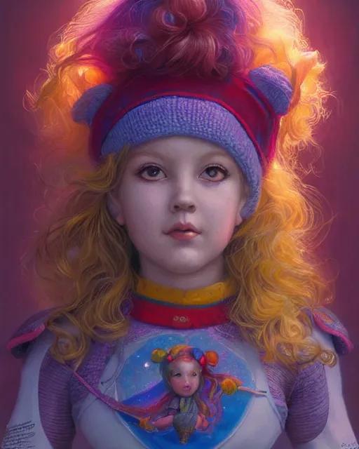 Image similar to rainbow brite portrait | highly detailed | very intricate | symmetrical | whimsical and magical | soft cinematic lighting | award - winning | closeup portrait | cute doll | painted by donato giancola and mandy jurgens and charlie bowater | pastel color palette | featured on artstation