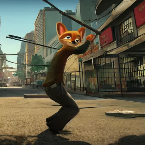 Image similar to max payne 4 set in zootopia