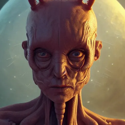 Image similar to a humanoid mutant with insect-like features, sci fi creature design, portrait, painting, concept art, 4k, compelling sci fi portrait