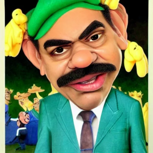 Image similar to beautifully rendered, masterpiece, caricature, claymation, luis guzman as luigi,