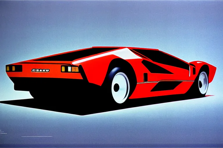 Image similar to designed by giorgetto giugiaro stylized poster of a single countach 9 5 9 concept, thick neon lights, ektachrome photograph, volumetric lighting, f 8 aperture, cinematic eastman 5 3 8 4 film