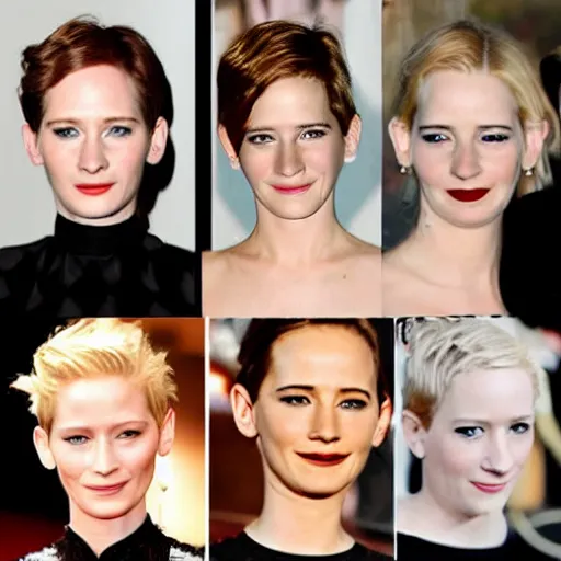 Prompt: tilda swinton jennifer lawrence emma watson eva green scarlet johansson