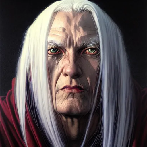 Prompt: portrait of raistlin majere, dark, piercing eyes, gentle expression, esoteric clothing, photorealistic, highly detailed, artstation, smooth, sharp focus, art by michael whelan, artgerm, greg rutkowski and alphonse mucha