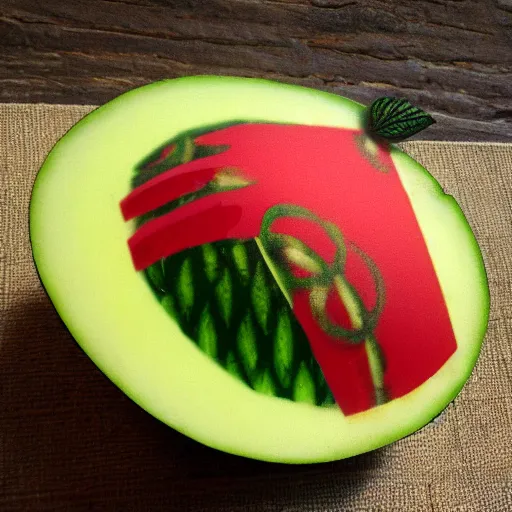 Image similar to steampunk watermelon,