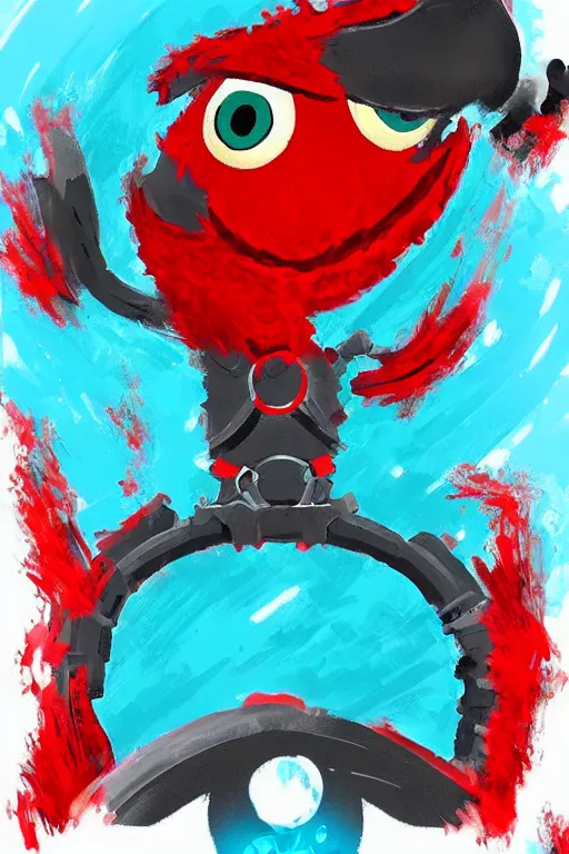 Image similar to an in game portrait of elmo from the legend of zelda breath of the wild, breath of the wild art style.