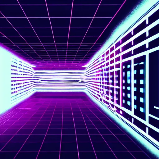 Image similar to noisy color photograph of a retrofuturist liminal space, dark pit, glitch, minimalist, cinematic, soft vintage glow, unreal engine