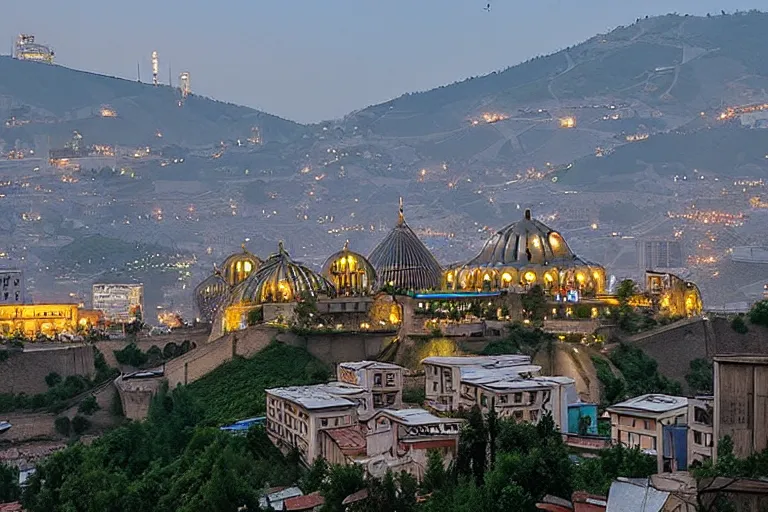 Image similar to tbilisi, solarpunk, cyberpunk