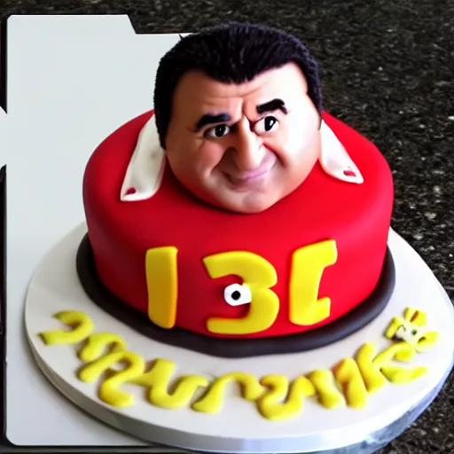 Prompt: sorry Ralph from cake boss as a cartoon edible art cake