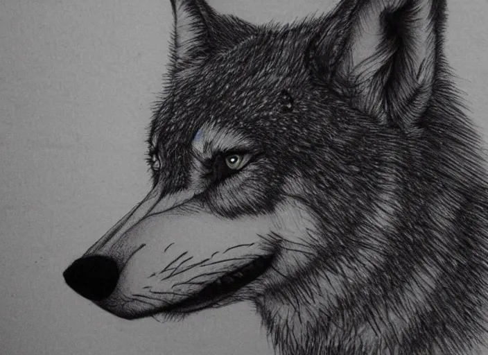 Image similar to a pencil drawing of a wolf, D&D made by by Pen Tacula