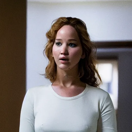 Prompt: still of Jennifer Lawrence as Marion in remake of movie Requiem for A Dream (2029)