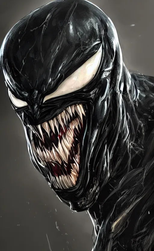 Prompt: venom as batman, dynamic lighting, photorealistic fantasy concept art, trending on art station, stunning visuals, terrifying, creative, cinematic