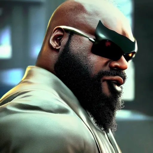 Prompt: Rick Ross as a Metal Gear Solid Villain 2005 JRPG cinema 4d render, Ray tracing reflection, natural lighting, Unreal Engine award winning photography