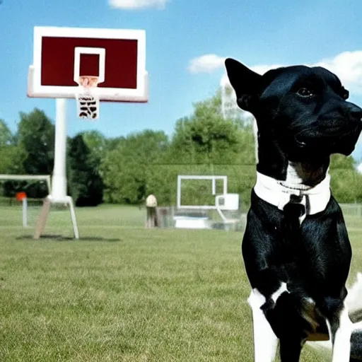 Image similar to there's no rule that says a dog can't play basketball