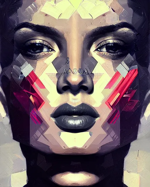 Image similar to painting, shards of time, face portrait, centered portrait, medium closd - up, illustration, highly detailed, simple, no jagged lines, smooth, artstation, artwork by obey, artwork by sandra chevrier