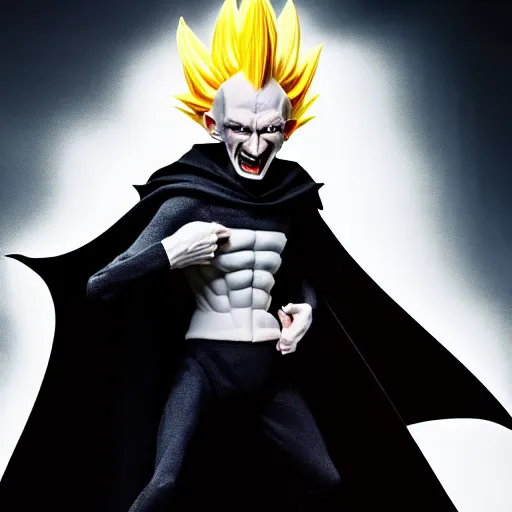 Image similar to portrait of nosferatu as a super saiyan, powering up, correct faces, uhd hyperdetailed photo by annie leibowitz 5 0 mm lens