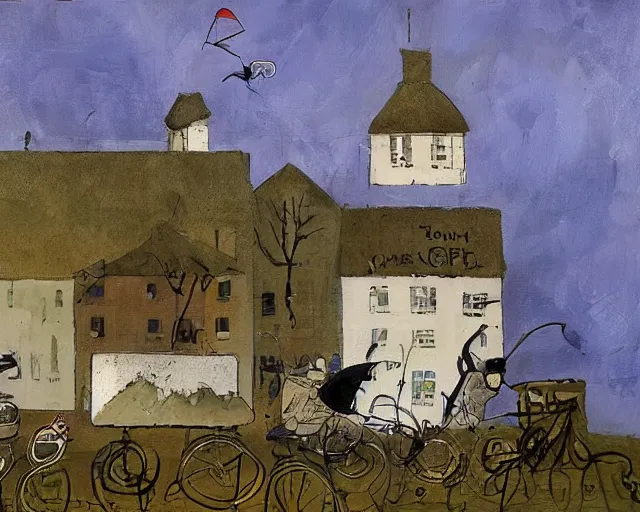 Image similar to a painting by sam toft and guy billout