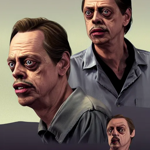 Image similar to steve buscemi in gta v, cover art by stephen bliss, artstation, no text