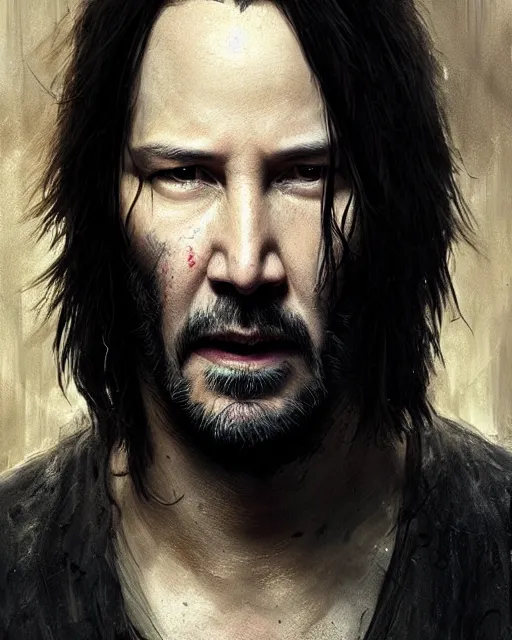 Image similar to keanu reeves as a ghost, hyper realistic face, beautiful eyes, fantasy art, in the style of greg rutkowski, intricate, hyper detailed, smooth