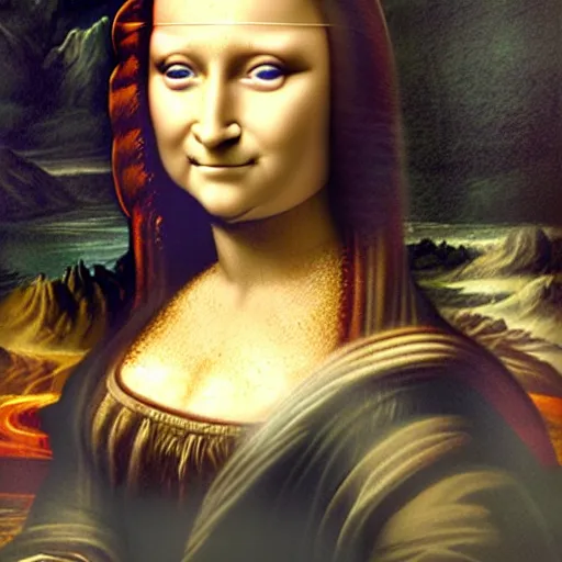 Image similar to Monalisa with a Husky face , 4k , highly detailed, cinematic lightening, atmospheric ,by artgerm; wayne reynolds art station; cinematic quality character render; low angle; ultra high quality model; production quality cinema model