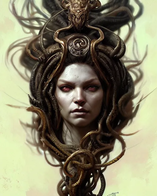 Image similar to fierce medusa, fantasy character portrait, ultra realistic, concept art, intricate details, highly detailed by greg rutkowski, gaston bussiere, craig mullins, simon bisley