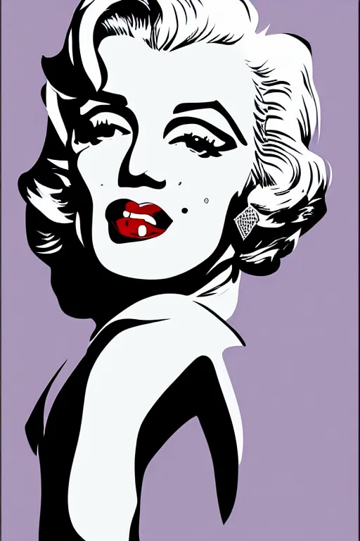 Prompt: digital illustration of face portrait Marilyn Monroe by Patrick Nagel artist