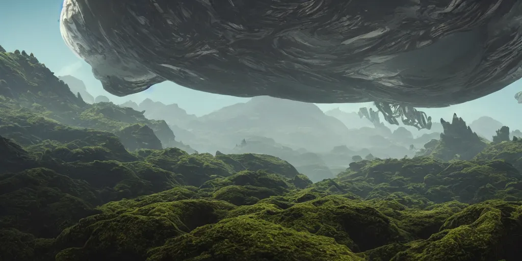 Image similar to alien flying islands, 8 k uhd, unreal engine, octane render in the artstyle of kuindzhi