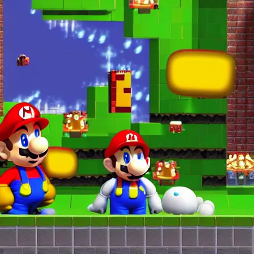 Image similar to “Pibby glitch Mario with other glitch monsters 8k resolution Unreal Engine”