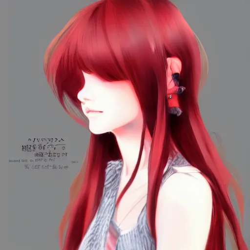 Prompt: full headshot portrait of a girl with long red hair, drawn by WLOP, by Avetetsuya Studios, attractive character, colored sketch anime manga panel, trending on Artstation