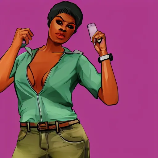 Image similar to gay Black woman as a GTA 6 character