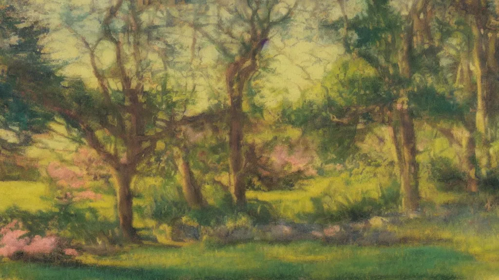 Prompt: loose painting of a beautiful peaceful whimsical landscape, overexposed, pastel colors, influenced by art nouveau, by john duval and sargent