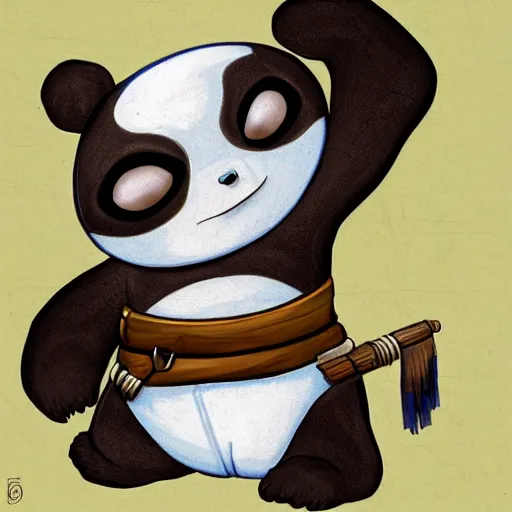 Prompt: jedi knight that looks like an anthropomorphic panda, fan art