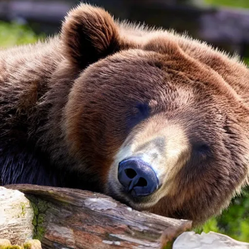 Image similar to a bear dreaming about being a mouse