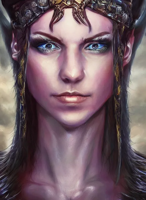 Image similar to a higly detailed airbrush portrait painting of a fantasy character, fantasy portrait, pinterest, baldur's gate, dynamic lighting, ambient lighting, deviantart