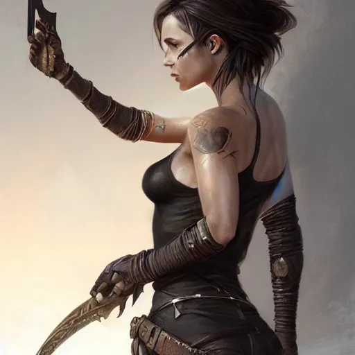 Prompt: lara croft as a goth girl, fantasy, intricate, elegant, highly detailed, digital painting, artstation, concept art, matte, sharp focus, illustration, art by aenaluck and roberto ferri and greg rutkowski, epic fantasy, digital painting