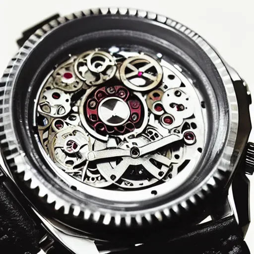 Image similar to a watch with an infinity mirror as a face and a lot of gears