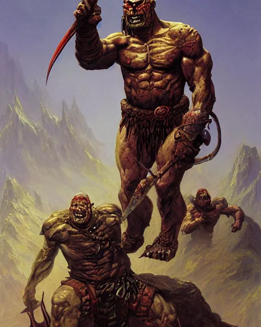 Prompt: an orc warrior by thomas cole and wayne barlowe