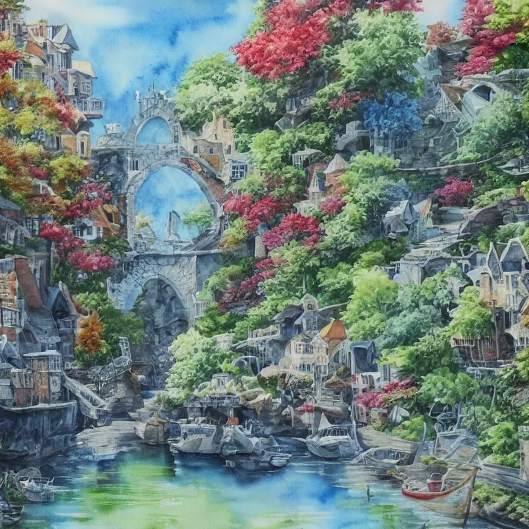 Image similar to watercolor destination, highly detailed, 4 k
