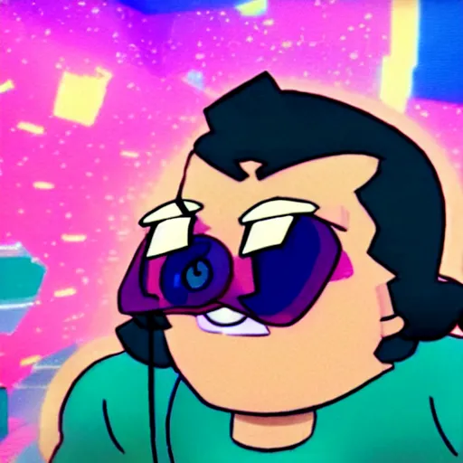 Prompt: a screenshot of Steven Quartz from Steven Universe, low quality, vhs quality,