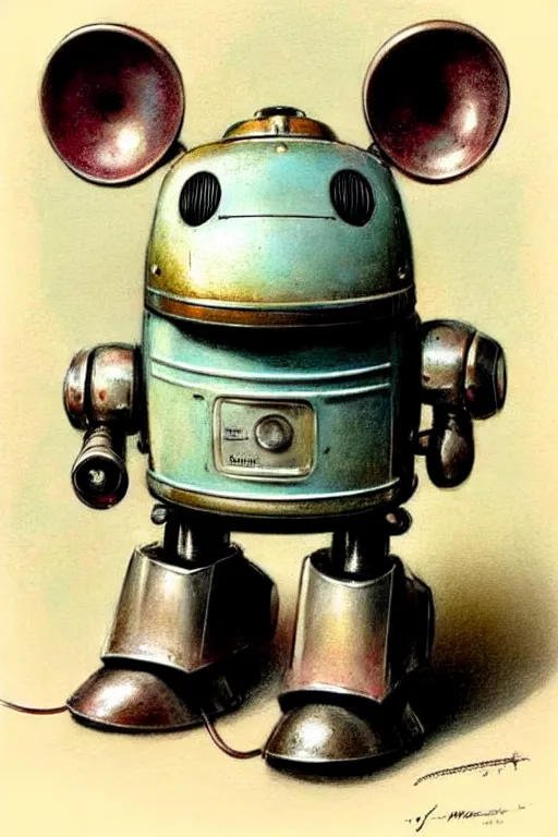 Image similar to (((((1950s retro robot mouse. muted colors.))))) by Jean-Baptiste Monge !!!!!!!!!!!!!!!!!!!!!!!!!!!!!!